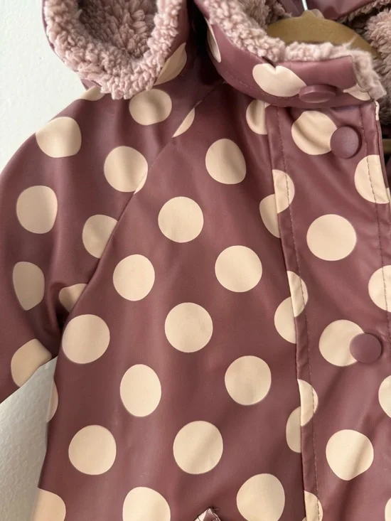 Toddler Lined Spring Raincoat Jacket Size 2T Me Jane Mini Pink Polka Dot EUC - Picture 3 of 10